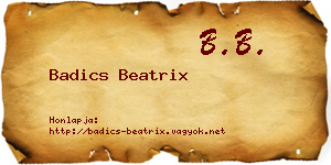 Badics Beatrix névjegykártya